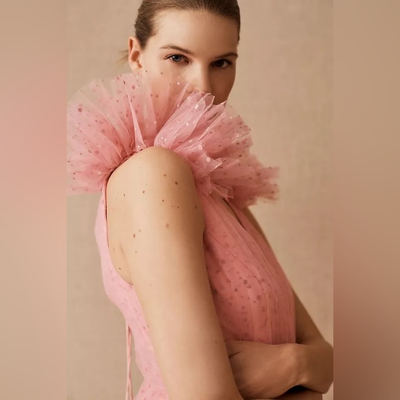 ML Monique Lhuillier Perrie Tiered Shoulder-Ruffle V-Neck Mini Dress - Picture 4 of 5